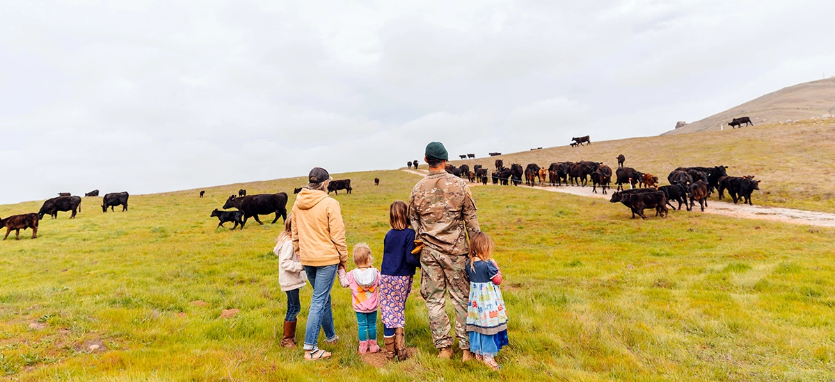 Soldier with Family on Ranch (L3)